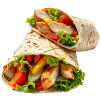 Tortilla wrap with chicken isolated on transparent background png