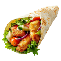 Tortilla wrap with chicken isolated on transparent background png