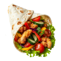 tortilla emballage avec poulet isolé sur transparent Contexte png