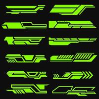 diseño conjunto de futurista tecnología elementos en verde vector