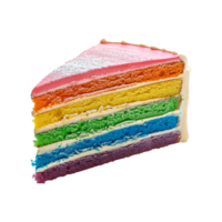 Rainbow layer cake isolated on transparent background png