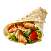 tortilla emballage avec poulet isolé sur transparent Contexte png