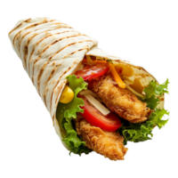 Tortilla wrap with chicken isolated on transparent background png