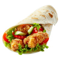 Tortilla wrap with chicken isolated on transparent background png