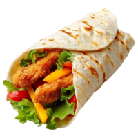 Tortilla wrap with chicken isolated on transparent background png