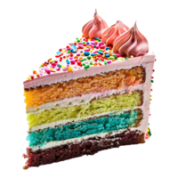 Rainbow layer cake isolated on transparent background png