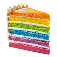 Rainbow layer cake isolated on transparent background png