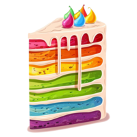 Rainbow layer cake isolated on transparent background png