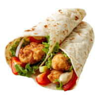 Tortilla wrap with chicken isolated on transparent background png