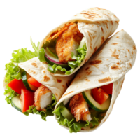 tortilla envolver con pollo aislado en transparente antecedentes png