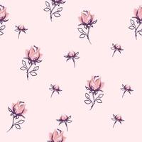 pastel ligero Clásico sin costura modelo con mano dibujado bosquejo sencillo creativo Rosa y minúsculo capullo de rosa. resumen minimalista linda flores dispersado al azar fondo.plantilla para diseños, collage vector