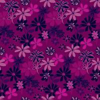 Seamless pattern with simple shapes creative flowers. hand drawn sketch doodle. Abstract burgundy background with ditsy floral printing. Template for designs, notebook cover, childish textiles vector