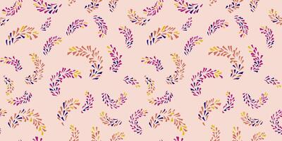 Colorful seamless pattern with abstract painted branches in a tiny shapes drops, spots, dots. Simple background with minimalist branches. hand drawing sketch. Collage for designs vector