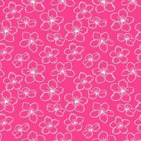 Pink simple seamless pattern with artistic contour silhouette flowers. hand drawn sketch. Abstract lines floral ornament. Template for design, fabric, fashion, printing, surface design vector