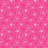 rosado sencillo sin costura modelo con artístico contorno silueta flores mano dibujado bosquejo. resumen líneas floral ornamento. modelo para diseño, tela, moda, impresión, superficie diseño vector