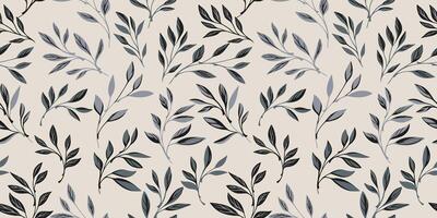Abstract, artistic tiny leaves stems tiny seamless pattern. Elegance grey leaf branches printing. Nature botanical patterned. hand drawn. Template for designs, collage vector