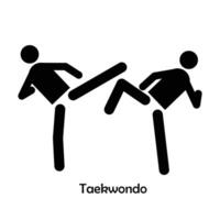 taekwondo plano negro icono aislado en blanco antecedentes vector