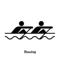 Rowing flat black icon isolated on white background vector