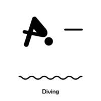 Diving flat black icon isolated on white background vector