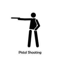 pistola disparo plano negro icono aislado en blanco antecedentes vector