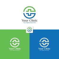Health clinic logo design with plus icon. Elegant minimalist logo vector