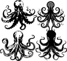 Silhouette Octopus Animal Image vector