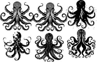 Silhouette Octopus Animal Image vector