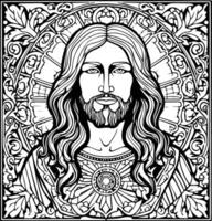 Dios Jesús , negro y blanco colorante página vector