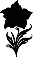 Silhouette Black Flower Stock Photo vector