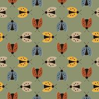 bright seamless pattern with colorful ladybugs vector