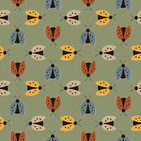 bright seamless pattern with colorful ladybugs vector