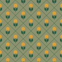 funny seamless pattern with flower characters vector