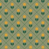 funny seamless pattern with flower characters vector