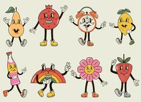 A set of different funny and cute characters in the groove style vector