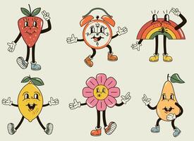 A set of different funny and cute characters in the groove style vector