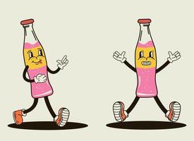 gracioso personaje un botella de soda en el estilo de un ranura vector