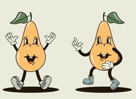 funny pear characters in the groove style vector