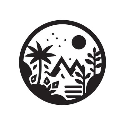 Minimalist jungle logo on a white background