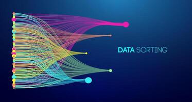 Data sorting colorful lines background. Data flow technology illustration vector