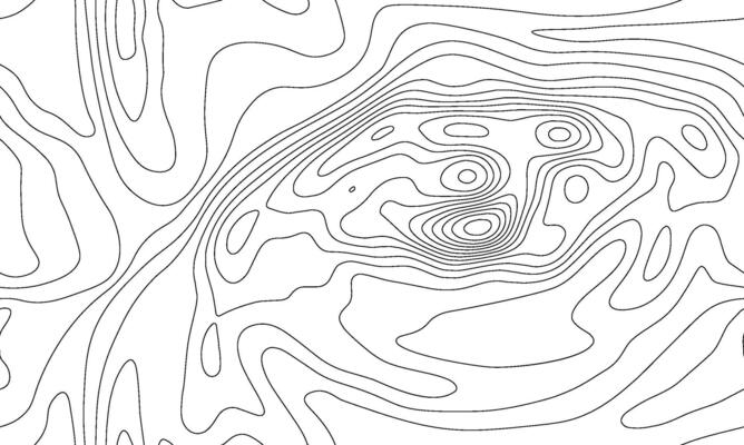 Seamless topographic map background. Line topography map seamless pattern. Mountain hiking trail over terrain. Contour background geographic grid.