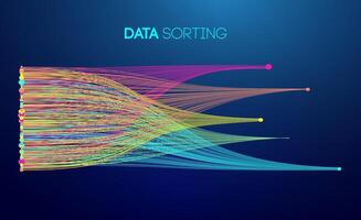 Data sorting colorful lines background. Data flow technology illustration vector