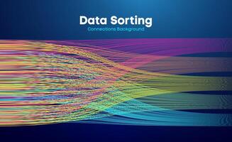 Data sorting colorful lines background. Data flow technology illustration vector