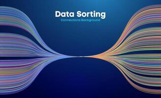 Data sorting colorful lines background. Data flow technology illustration vector