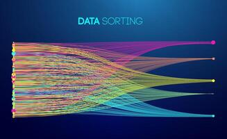 Data sorting colorful lines background. Data flow technology illustration vector