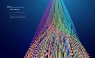 Data sorting colorful lines background. Data flow technology illustration vector