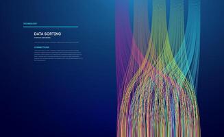 Data sorting colorful lines background. Data flow technology illustration vector