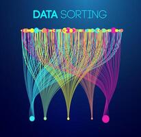 Data sorting colorful lines background. Data flow technology illustration vector