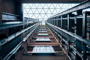 Open elevator lift shaft. photo