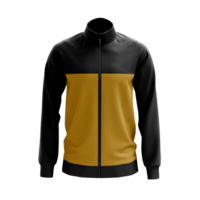 a black and yellow jacket with a zipper png