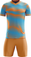 uma futebol uniforme com laranja e azul listras png
